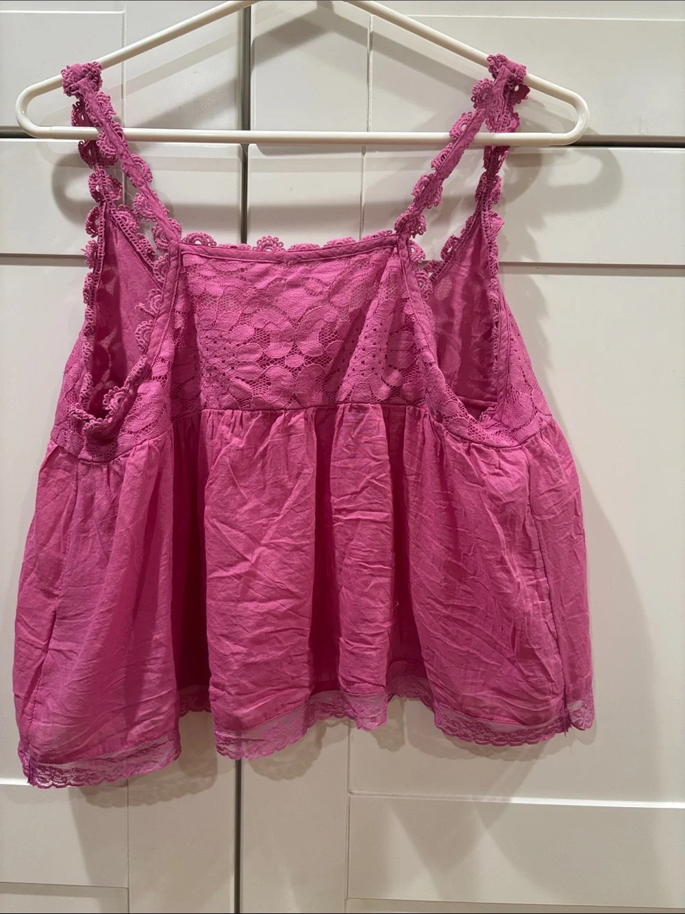 Free People Fuchsia Lace-Trim Camisole Tank